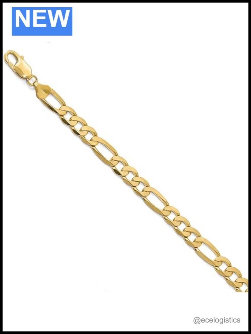 Figaro Chain Bracelet 4MM 6MM Gold Plated Metal Secure Clasp Gift Ready